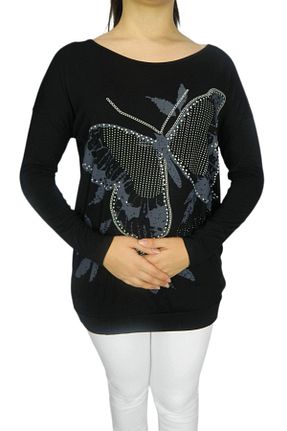 سوئیشرت مشکی زنانه چاپی BRG JEANS - کد 474634930