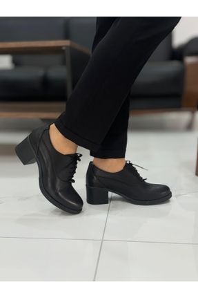 کفش پاشنه بلند کلاسیک مشکی زنانه چرم پاشنه ساده پاشنه کوتاه ( 4 - 1 cm ) کد 830513419