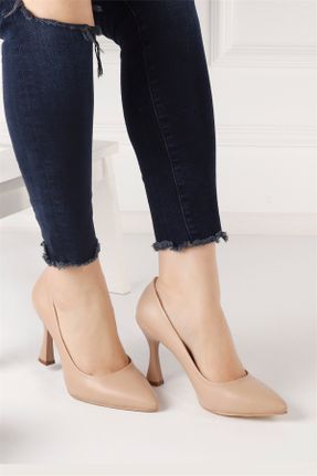 کفش پاشنه بلند کلاسیک بژ زنانه چرم مصنوعی پاشنه نازک پاشنه متوسط ( 5 - 9 cm ) کد 254143369