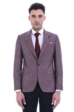 کت بلیزر زرشکی مردانه پلی استر Wessi - کد 830541034