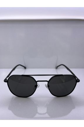 عینک آفتابی مشکی زنانه 53 UV400 فلزی مات هندسی کد 830558503