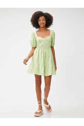 لباس سبز زنانه بافتنی ریلکس آستین-کوتاه کد 671069983