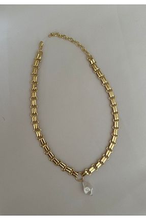 گردنبند استیل ( فولاد ) طلائی زنانه استیل ضد زنگ MAT STORE - کد 830612601