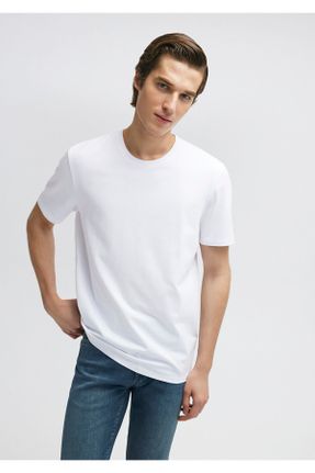 تی شرت سفید مردانه یقه گرد رگولار تکی بیسیک کد 189936310