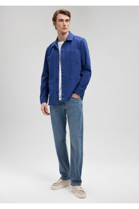 شلوار جین آبی مردانه پاچه ساده پنبه (نخی) کد 145332744