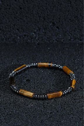 دستبند جواهر قهوه ای زنانه سنگ طبیعی کد 389607843