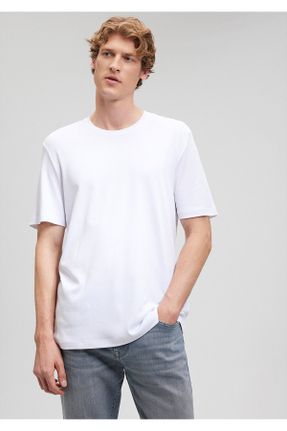 تی شرت سفید مردانه رگولار یقه گرد پنبه (نخی) تکی کد 669536830