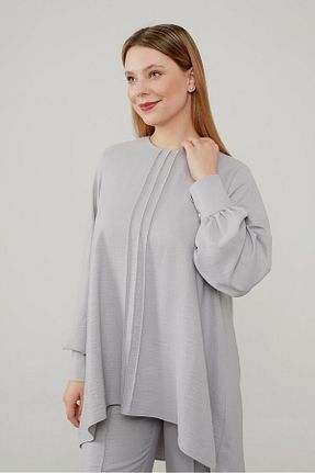 ست بالاتنه و پائین تنه طوسی زنانه بافتنی Levidor - کد 830686129