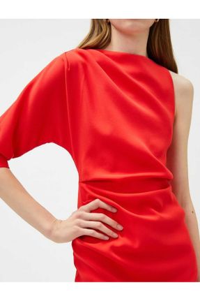 لباس قرمز زنانه بافتنی پلی استر رگولار تک آستین کد 830877327