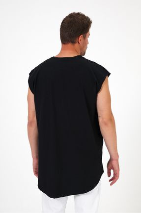 تی شرت مشکی مردانه آسیمتریک یقه گرد پنبه (نخی) کد 830710387