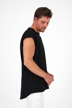 تی شرت مشکی مردانه آسیمتریک یقه گرد پنبه (نخی) کد 830710387