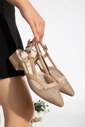 کفش کلاسیک بژ زنانه چرم مصنوعی پاشنه کوتاه ( 4 - 1 cm ) پاشنه ضخیم کد 830841862