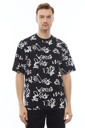 تی شرت مشکی مردانه اورسایز تکی طراحی کد 830879336