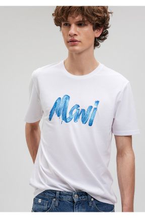 تی شرت سفید مردانه رگولار یقه گرد پنبه (نخی) تکی کد 691471348