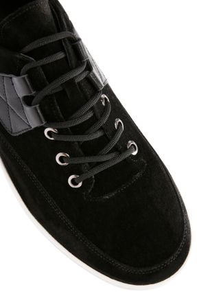 کفش اسنیکر مشکی مردانه چرم طبیعی بند دار چرم طبیعی کد 810546445