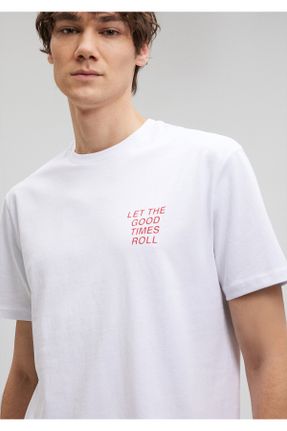 تی شرت صورتی مردانه ریلکس یقه گرد پنبه (نخی) تکی کد 741098589