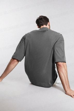 تی شرت طوسی مردانه یقه گرد پنبه (نخی) اورسایز تکی پوشاک ورزشی کد 810283250