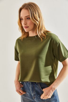 تی شرت سبز زنانه رگولار یقه گرد بیسیک کد 820283602