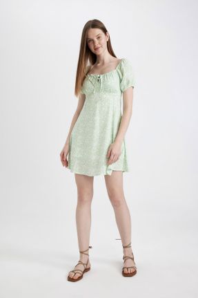 لباس سبز زنانه بافتنی رگولار آستین-کوتاه کد 822536791