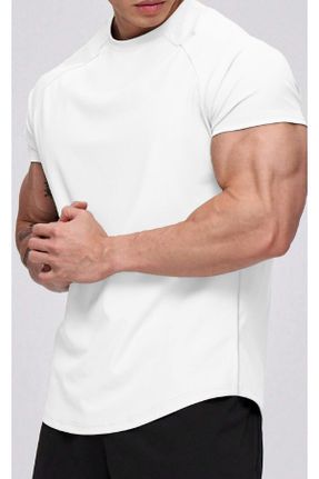 تی شرت سفید مردانه اسلیم پنبه - پلی استر کد 823230026