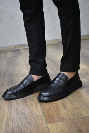 کفش کژوال مشکی مردانه چرم طبیعی پاشنه کوتاه ( 4 - 1 cm ) پاشنه ضخیم کد 822878760