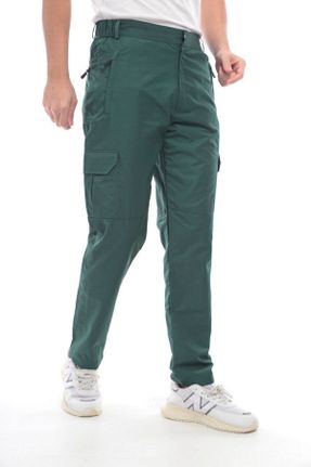 شلوار سبز مردانه پارچه پاچه ساده فاق بلند کارگو کد 811679197