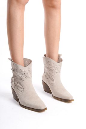 بوت / نیم بوت بژ زنانه چرم خالص Elile Shoes - کد 824997413