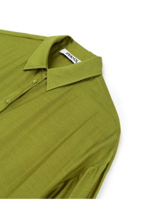 پیراهن سبز زنانه رگولار یقه پیراهنی کد 788341452