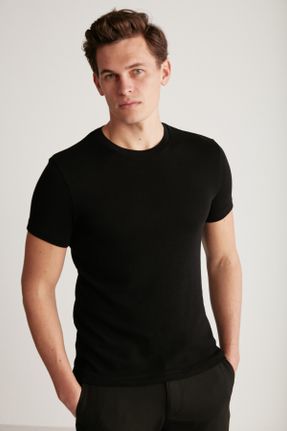 تی شرت مشکی مردانه رگولار یقه گرد تکی جوان کد 731531042