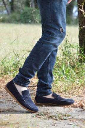 کفش کژوال سرمه ای مردانه جیر پاشنه کوتاه ( 4 - 1 cm ) پاشنه ساده کد 824158447
