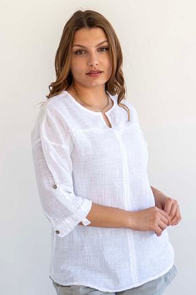 بلوز سفید زنانه کلاسیک کد 680839393