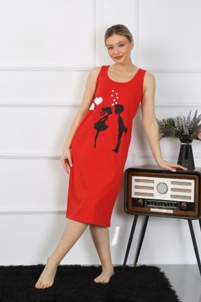 لباس شب قرمز زنانه پنبه (نخی) طرح دار کد 803863580