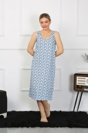 لباس شب آبی زنانه طرح دار پنبه (نخی) کد 803863565