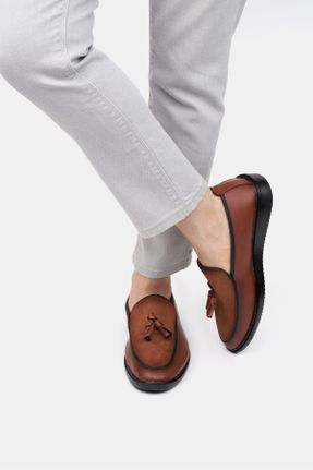 کفش کژوال قهوه ای مردانه چرم لاکی پاشنه کوتاه ( 4 - 1 cm ) پاشنه ساده کد 817518751
