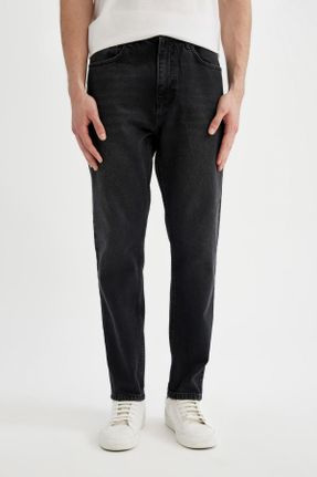 شلوار جین مشکی مردانه فاق بلند استاندارد کد 827723558