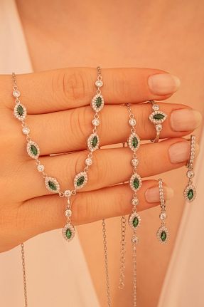 ست نقره زنانه زمرد OSMANLI GÜMÜŞ - کد 828074717