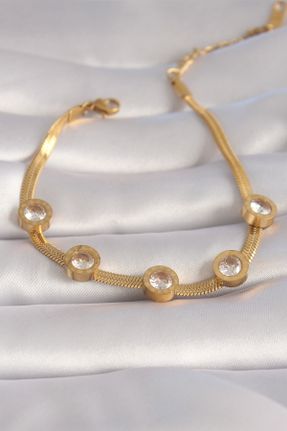 دستبند جواهر طلائی زنانه فولاد ( استیل ) کد 831441059