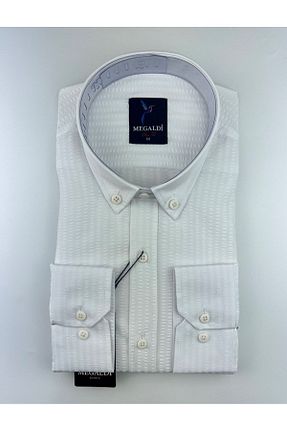 پیراهن سفید مردانه اسلیم فیت MEGALDİ - کد 699319574