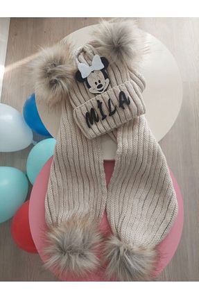 ست شال گردن و کلاه پشمی رنگی بچه گانه پنبه ای peonte - کد 809723577