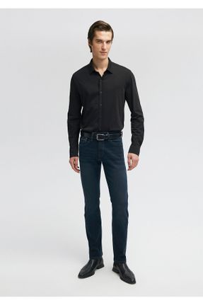 شلوار جین سرمه ای مردانه پاچه ساده پنبه (نخی) کد 31841241