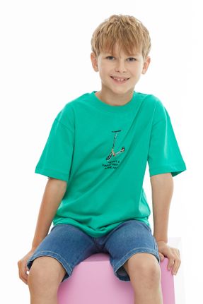 تی شرت سبز بچه گانه اورسایز تکی طراحی کد 831104006