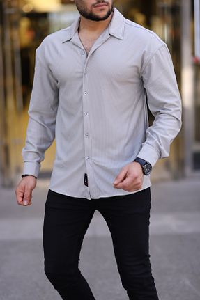 پیراهن طوسی مردانه اورسایز LEYEL Moda - کد 830925603