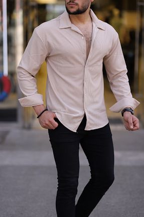 پیراهن بژ مردانه اورسایز LEYEL Moda - کد 830927148