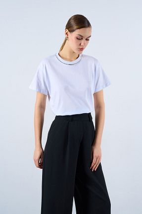 بلوز سفید زنانه ساده LOOSH - کد 804512460