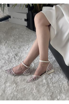 کفش مجلسی سفید زنانه پارچه نساجی پاشنه ساده پاشنه کوتاه ( 4 - 1 cm ) کد 831234904
