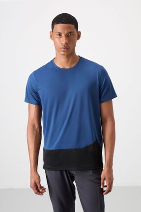 تی شرت سرمه ای مردانه رگولار یقه گرد تکی جوان کد 831026114