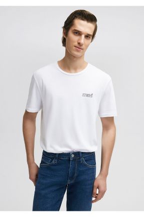 تی شرت سفید مردانه پنبه (نخی) یقه گرد تکی بیسیک کد 258981691