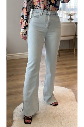 شلوار جین آبی زنانه پاچه لوله ای سوپر فاق بلند جین بلند کد 831026043