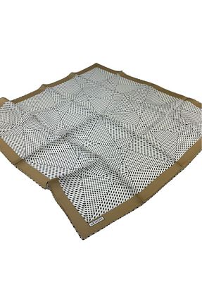 روسری سفید ساتن ابریشم کرپ 90 x 90 طرح هندسی کد 801411067