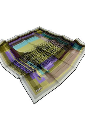 روسری سبز ساتن ابریشم کرپ 90 x 90 طرح هندسی کد 801410970